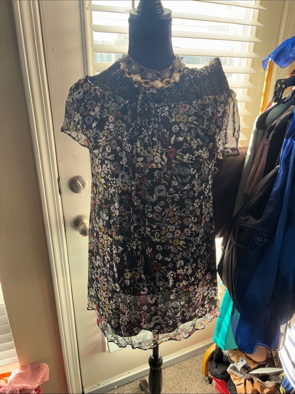 NWT Rebecca Minkoff Sheer Black Floral Short Sleeve Gerry Dress size 2